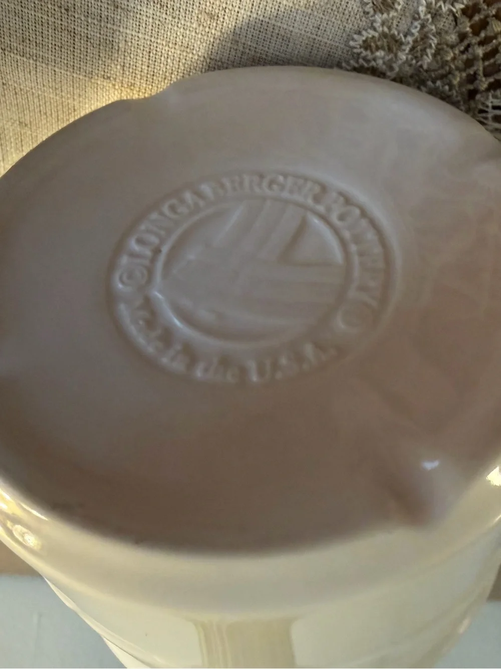 Two Longberger Pottery Pieces XL 4” Mug and  9” x 6.5” Cooking/Serving Bowl